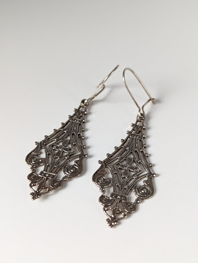 Aretes Colgantes Filigrana Jinete de Plata
