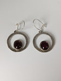Silver Steed Purple Crystal Loop Dropped Earrings