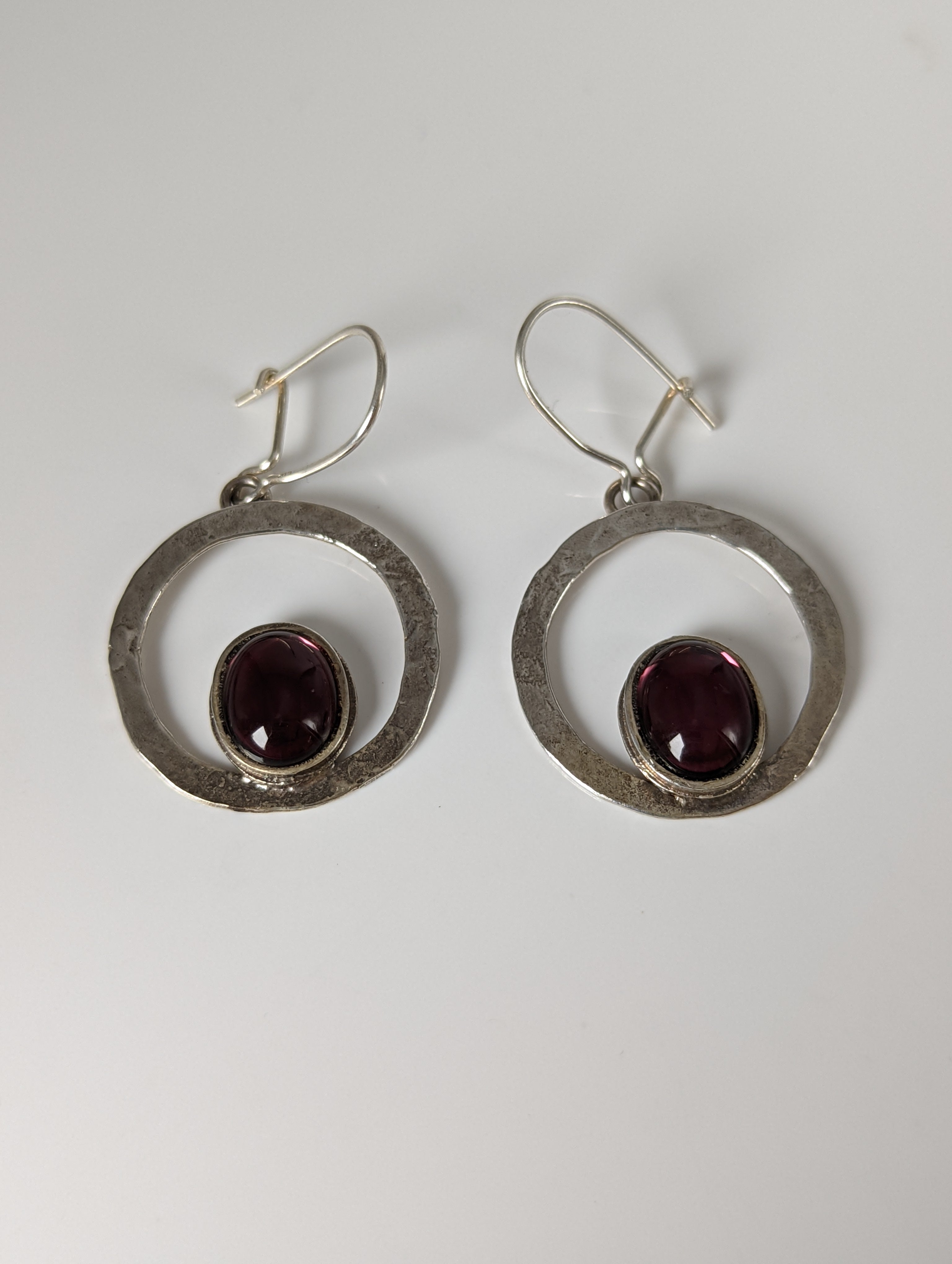 Silver Steed Purple Crystal Loop Dropped Earrings