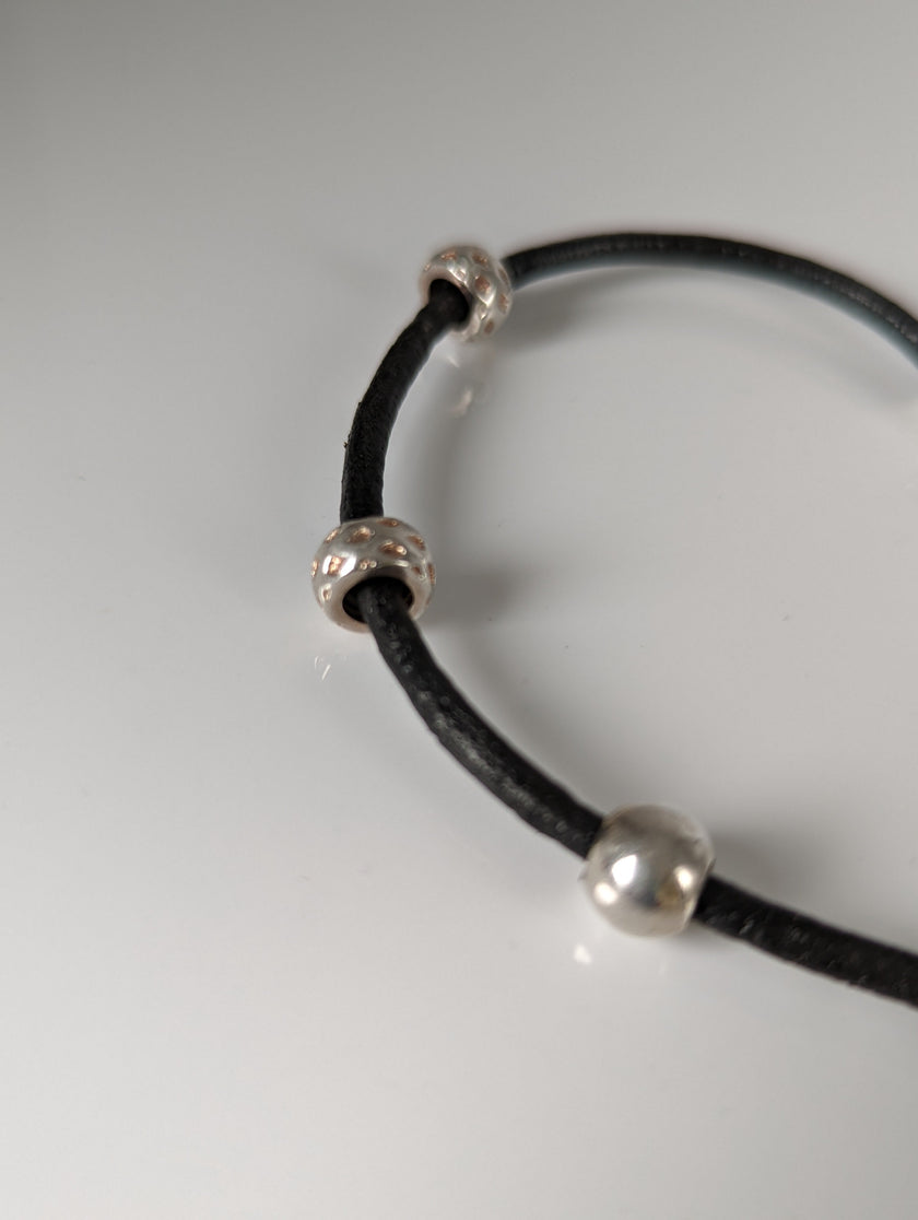 Silver Steed Silver Charms on Leather Cord Bracelet