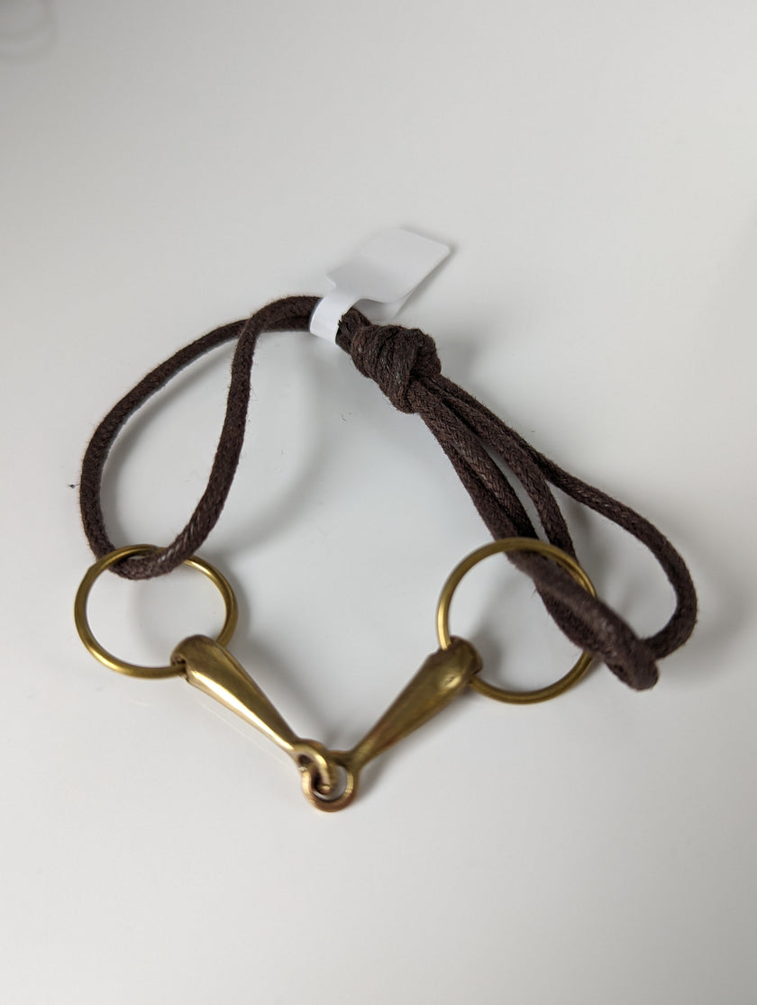 Silver Steed Leather Brass Snaffle Cord Bracelet
