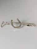 Silver Steed Shoe & Cane Silver Brooch / Stock Tie Pin