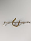 Silver Steed Shoe & Cane Gold Brooch / Stock Tie Pin