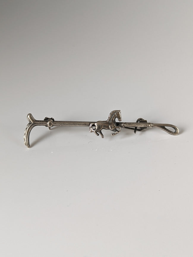 Silver Steed Running Horse Brooch / Stock Tie Pin