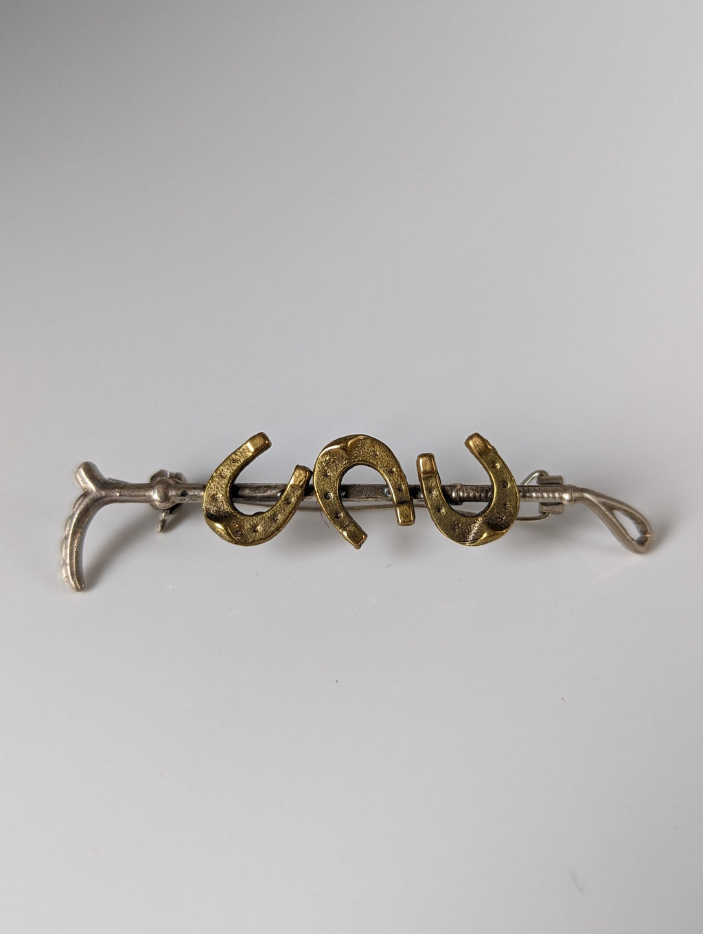 Silver Steed Triple Shoe & Cane Brooch / Stock Tie Pin