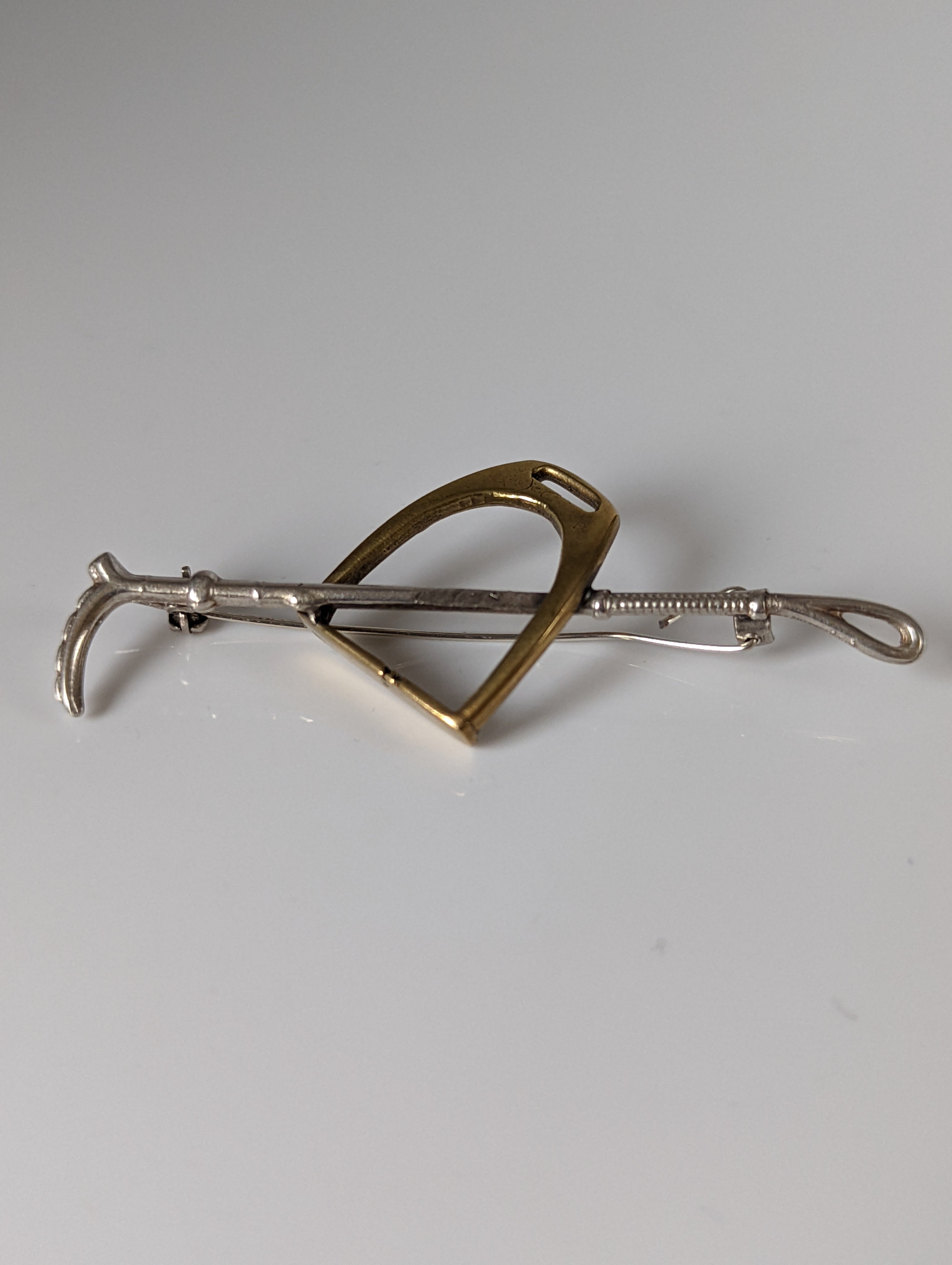Silver Steed Stirrup & Cane Brooch / Stock Tie Pin