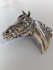 Silver Steed Big Horse Head Brooch / Stock Tie Pin
