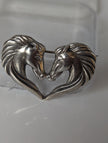 Silver Steed Horse Heart Brooch / Stock Tie Pin