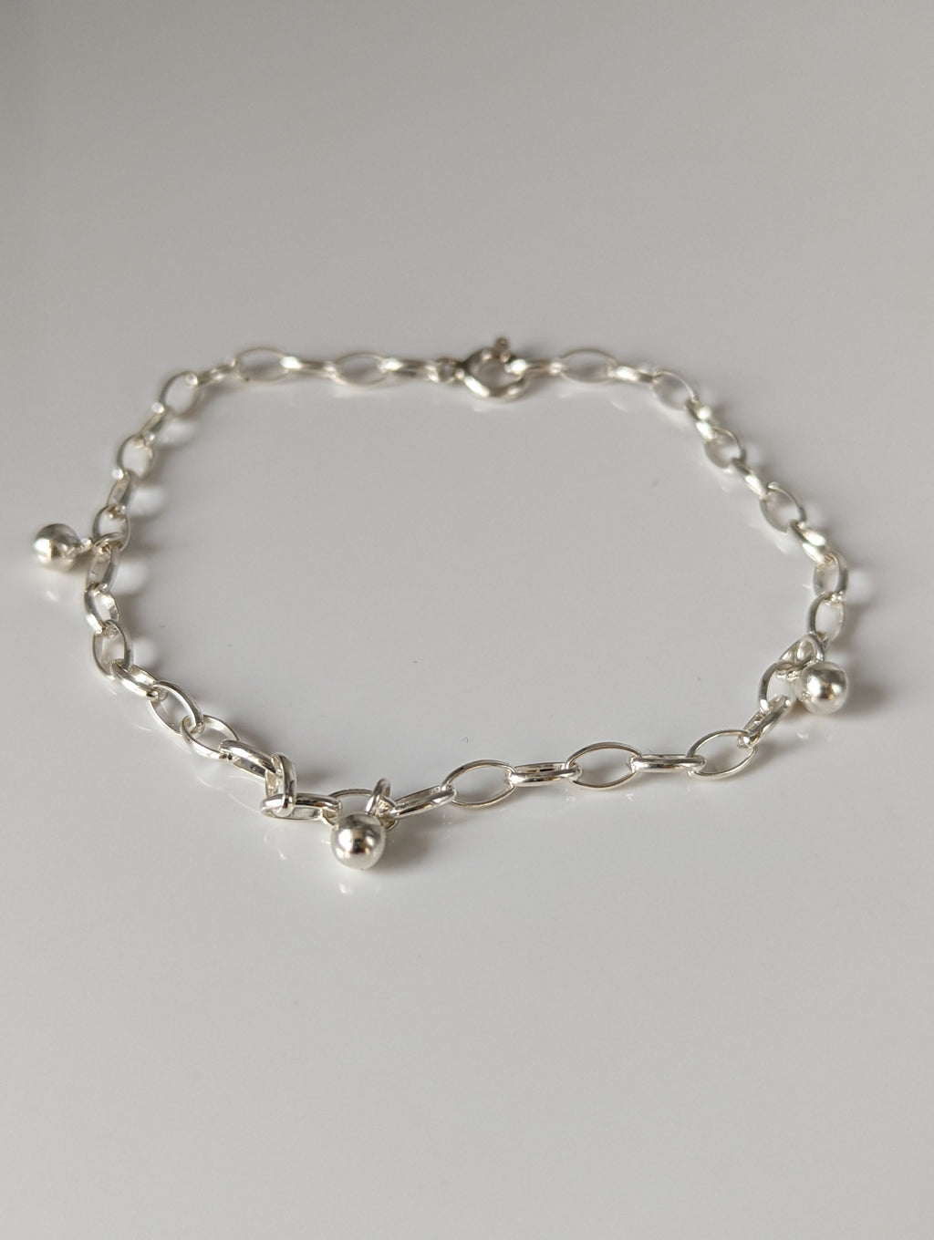 Silver Steed Chain with Ball Charms Silver Bracelet