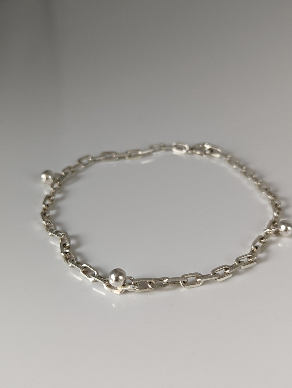 Silver Steed Chain with Ball Charms Silver Bracelet