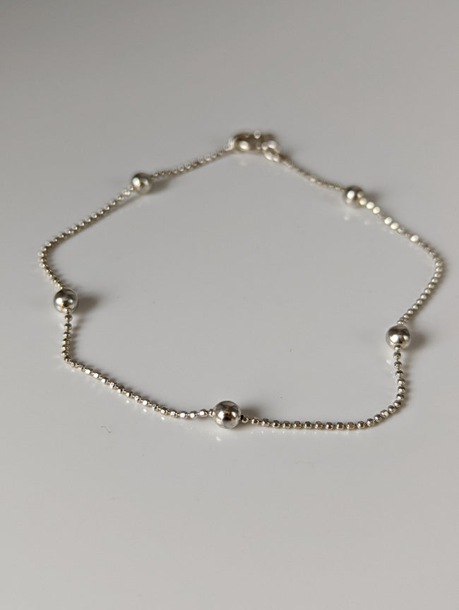 Silver Steed Studded Ball Chain Silver Bracelet