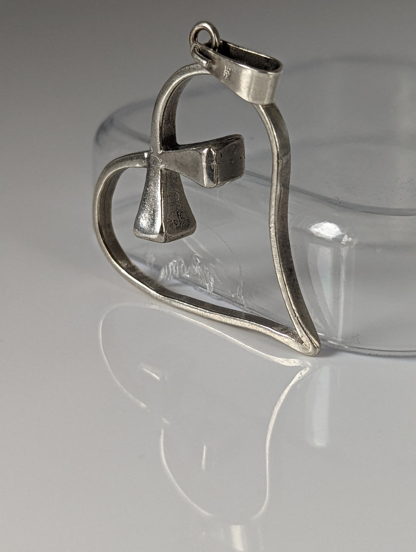 Silver Steed Horseshoe Nail, Hoof Nail Heart Silver Pendant