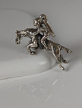 Silver Steed Jumping Jockey Silver Pendant