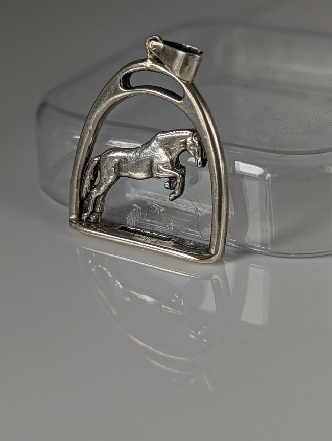 Silver Steed Horse with a Stirrup Silver Pendant