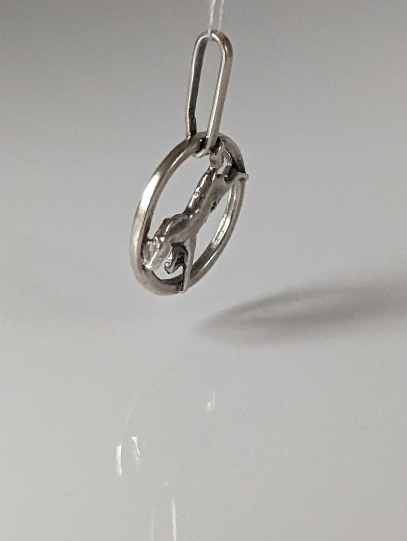 Silver Steed Horse in a Circle Pendant
