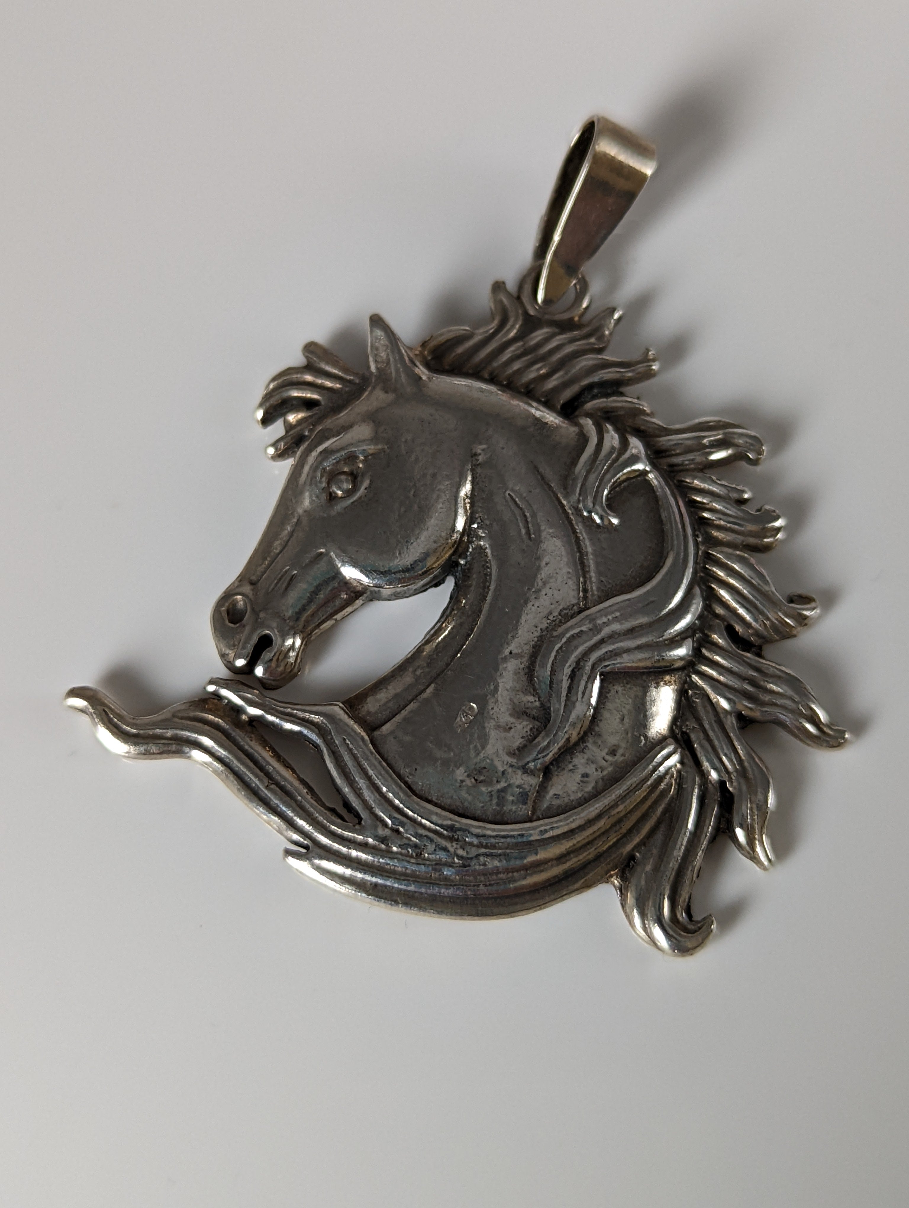 Silver Steed Mustang Horse Head Silver Pendant