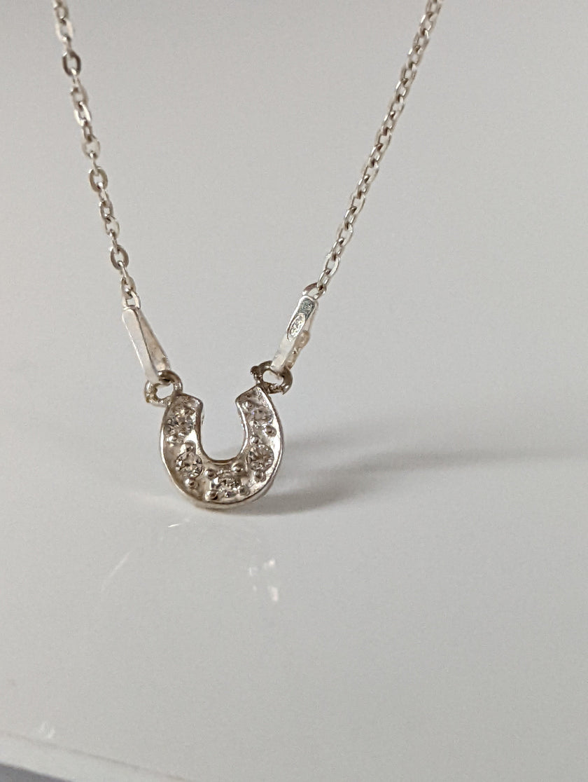 Silver Steed Crystal Horseshoe Necklace