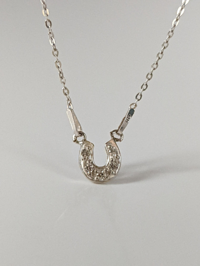 Silver Steed Crystal Horseshoe Necklace