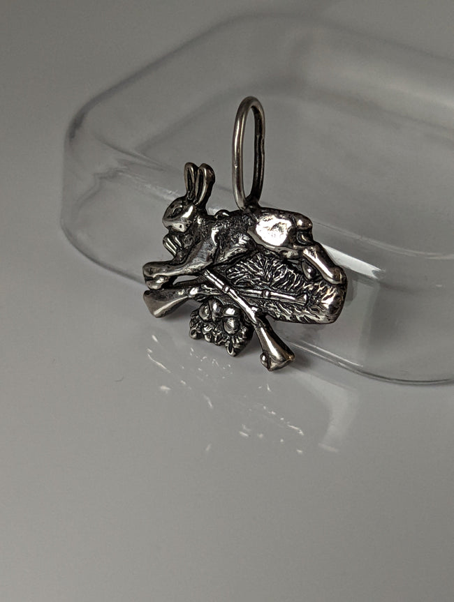 Silver Steed Rabbit Hunting Silver Pendant