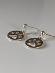 Silver Steed Round Paw Print Tag Silver Stud Earrings