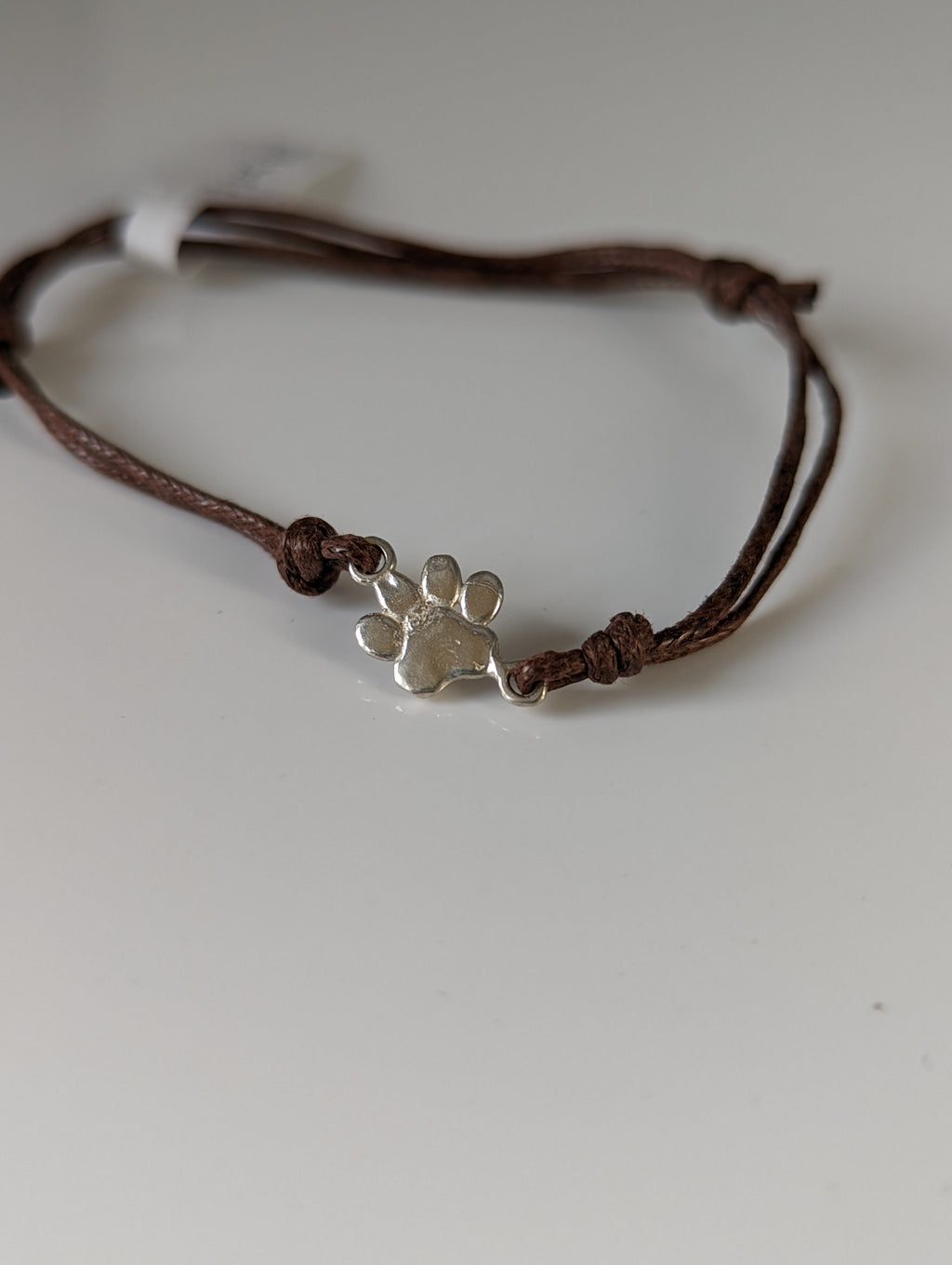 Silver Steed Paw Print Cord Bracelet
