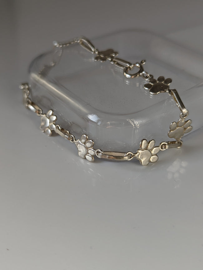 Silver Steed Paw Print Silver Bracelet