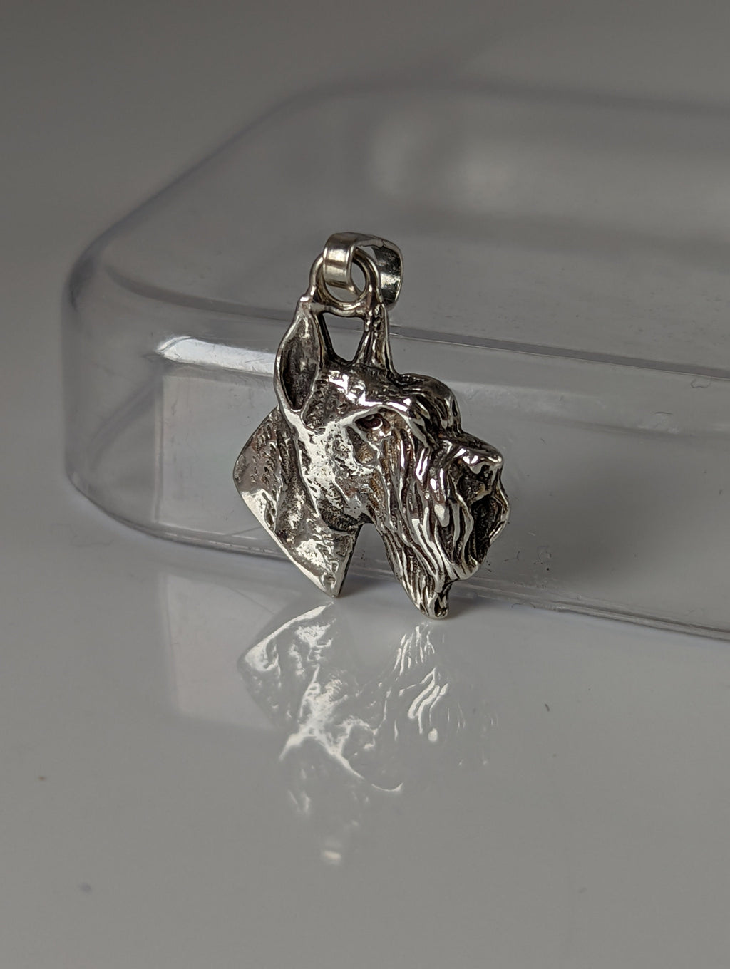 Silver Steed Schnauzer Head Silver Pendant