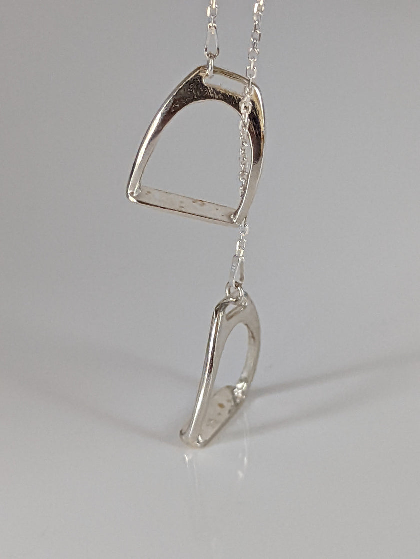 Silver Steed Two Stirrups Necklace