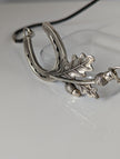 Silver Steed Big Horseshoe With Oak Leaves and Acorns On Cord Necklace