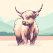 Pastel Highland Cow Minimalism Canvas