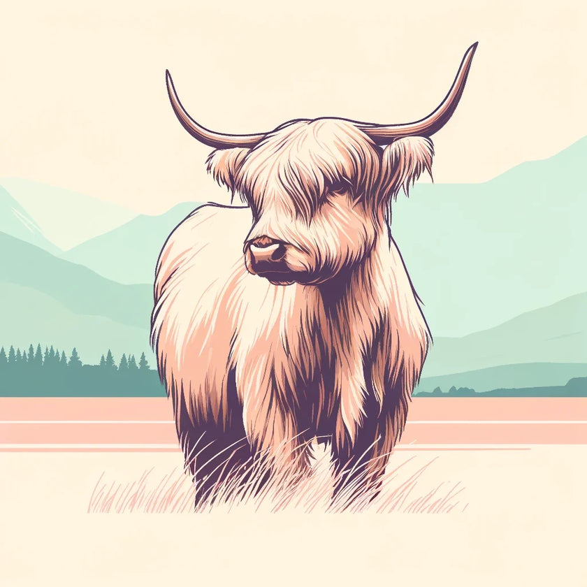 Pastel Highland Cow Minimalism Canvas