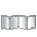 PawHut Freestanding Pet Gate 4 Panel Folding Wooden Dog Barrier w/ Support Feet