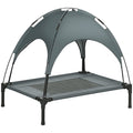 PawHut Raised Dog Bed Waterproof Elevated Pet Cot with Breathable Mesh UV Protection Canopy Grey, for Medium Dogs, 76 x 61 x 73cm