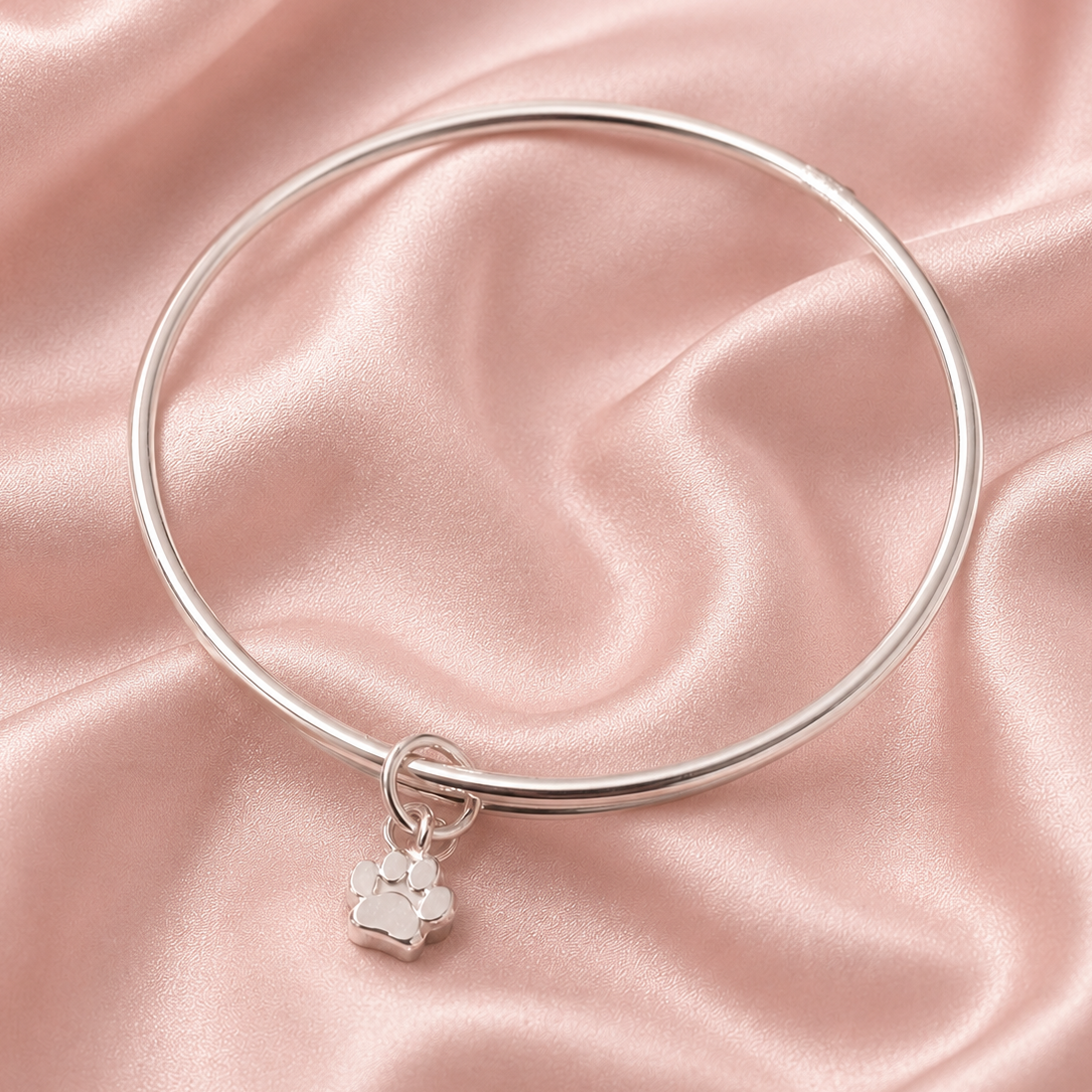 Silver Paw Charm Bangle