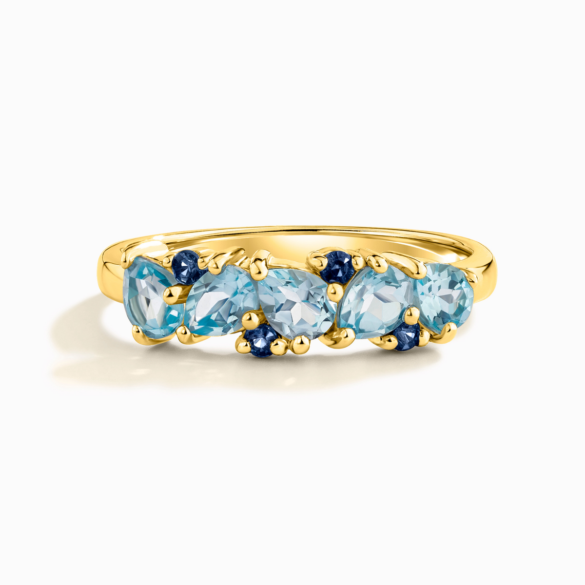 Blauer Saphir & Blauer Topas Tropfenschliff Halb-Eternity-Ring in 18k Gold Vermeil
