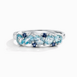 Blauer Saphir & Blauer Topas Tropfenschliff Halb-Eternity-Ring aus Sterlingsilber