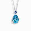 Halskette mit tropfenförmigem Anhänger aus blauem Saphir und blauem Topas in Sterlingsilber