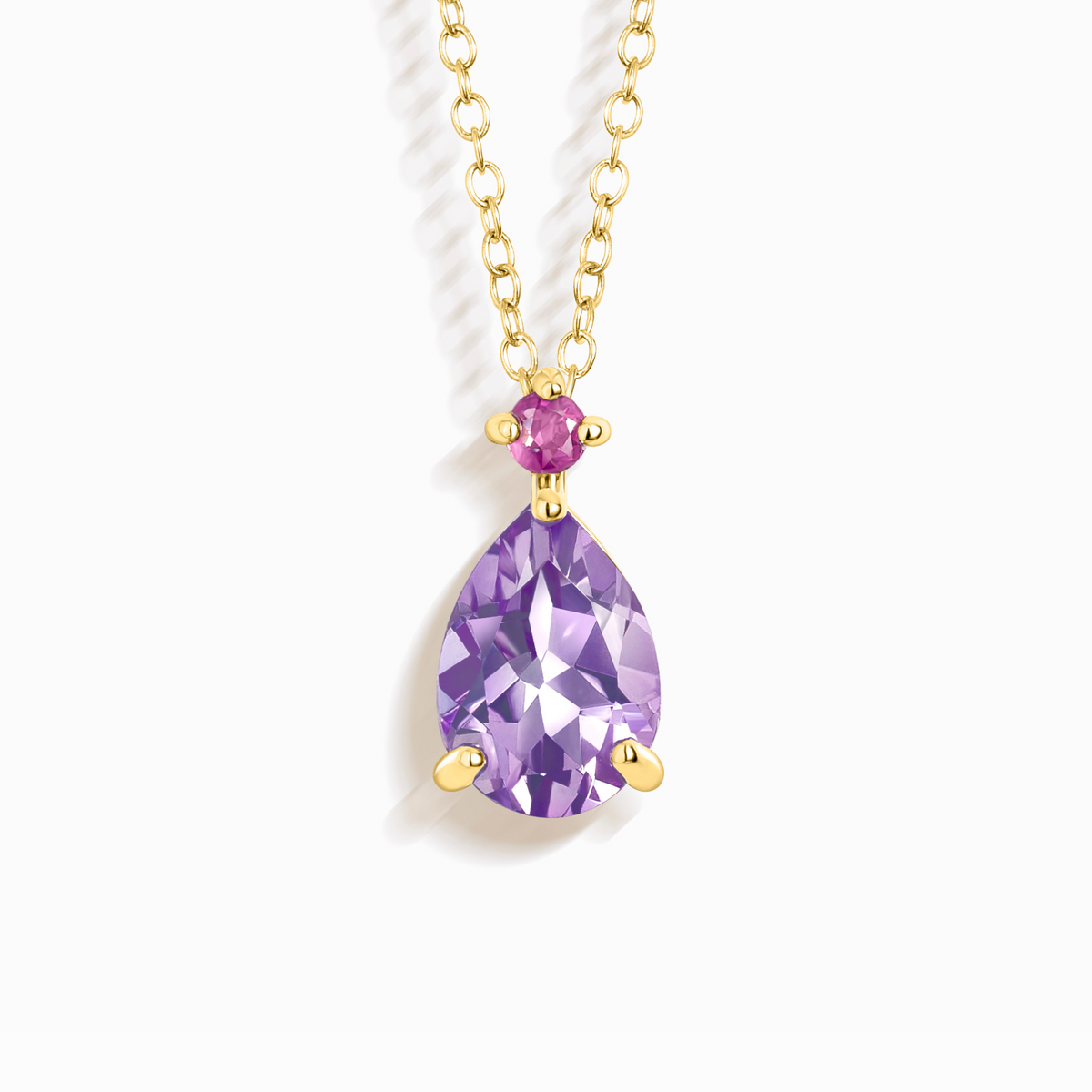 Rosa Rubin- & Amethyst-Anhänger mit Tropfenschliff aus 18k Gold Vermeil