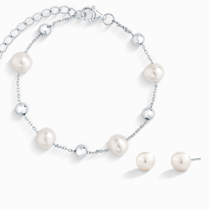 Pearl Everyday Jewellery Set in Sterling Silver