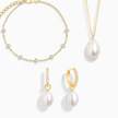 Pearl & Moissanite Bridal Jewellery Set in 18k Gold Vermeil