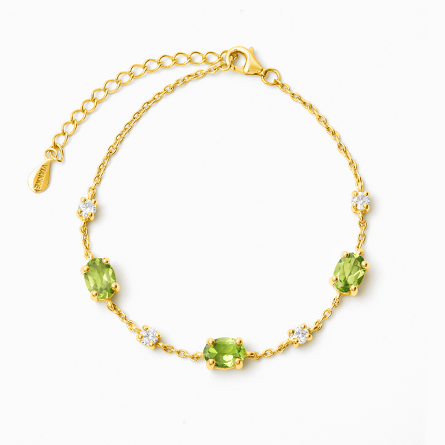 Pulsera de peridoto en vermeil de oro de 18k