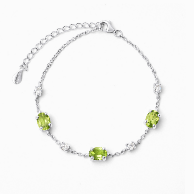 Pulsera de peridoto en plata de ley