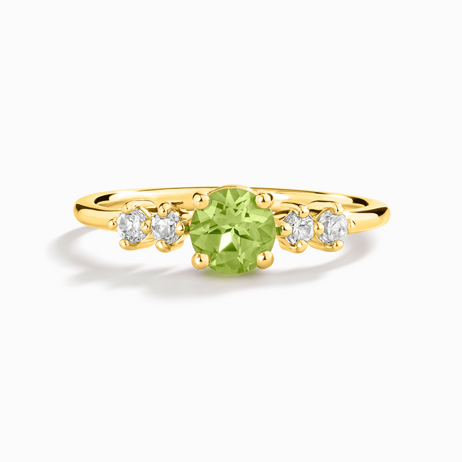 Anillo de cinco piedras de peridoto en vermeil de oro de 18k
