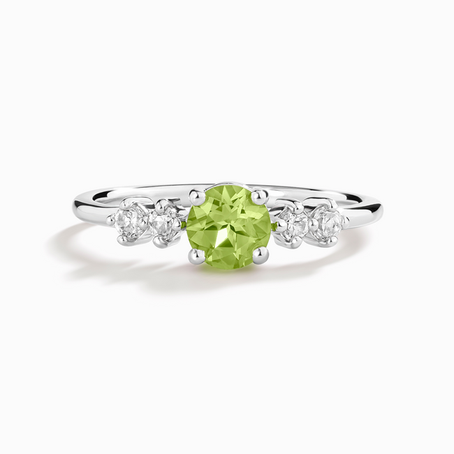 Anillo de Peridoto de Cinco Piedras en Plata de Ley