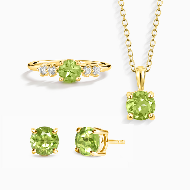 Set de Regalo de Joyería para Uso Diario de Peridoto en Vermeil de Oro de 18k