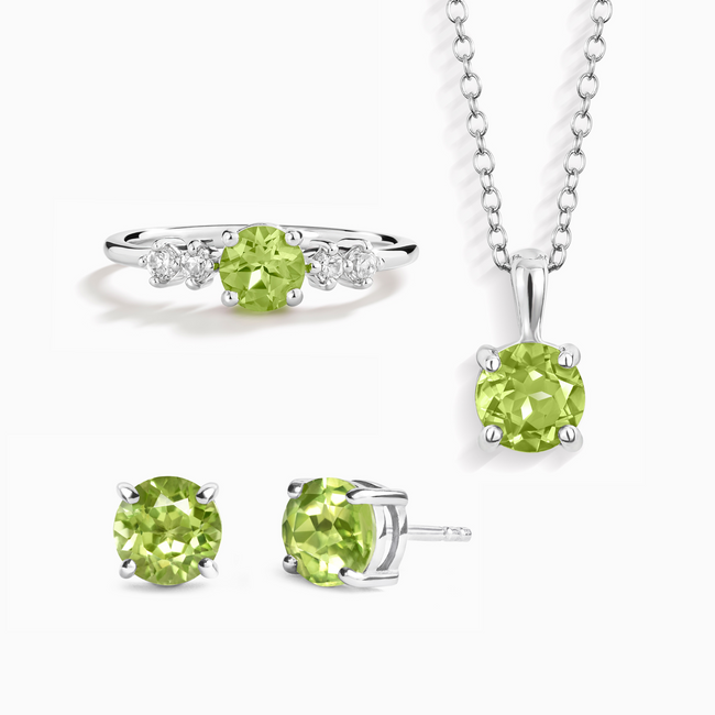 Set de regalo de joyería de peridoto para uso diario en plata de ley