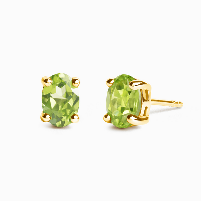 Pendientes de peridoto ovalados en vermeil de oro de 18k