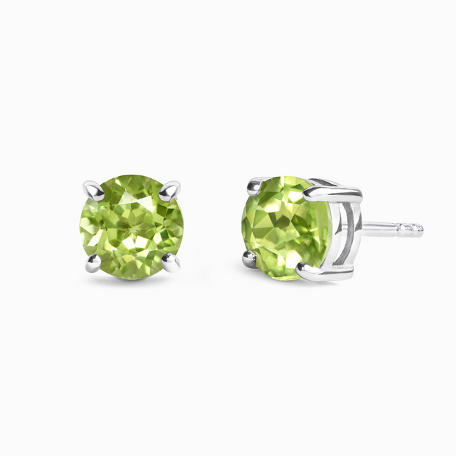 Pendientes de peridoto redondos de 6 mm en plata de ley