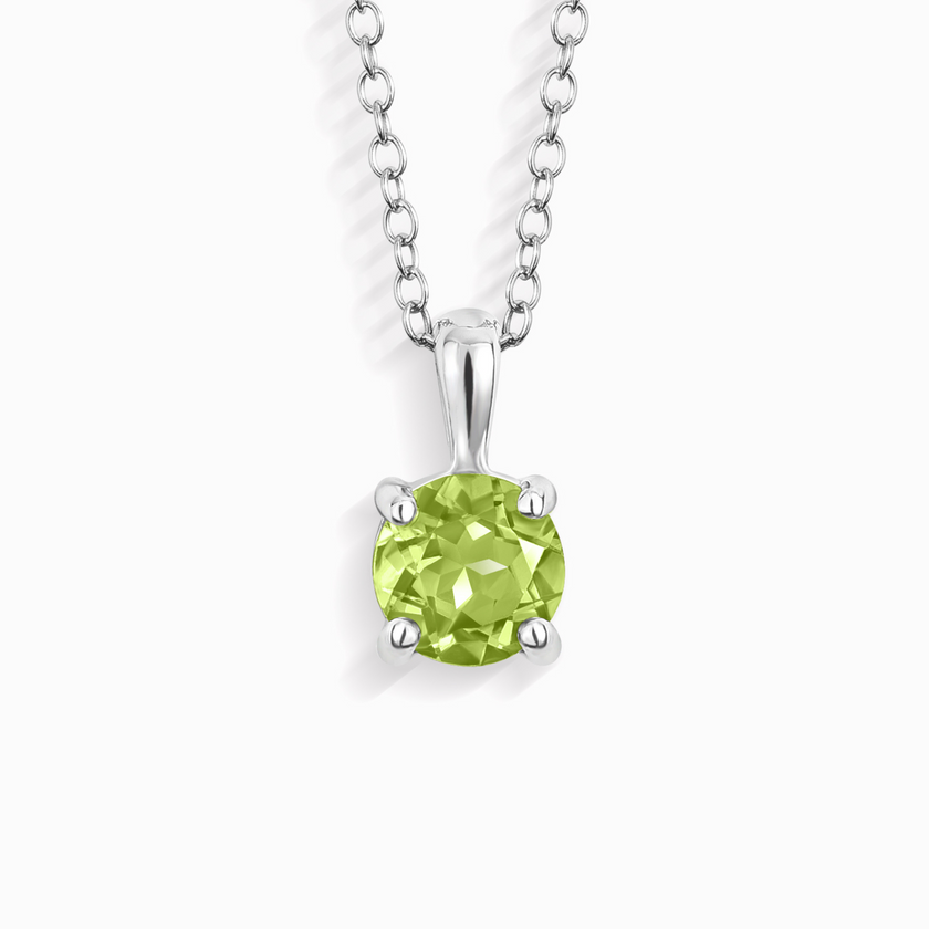 Peridot-Solitär-Halskette aus Sterlingsilber