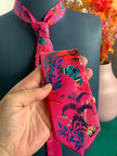 Fuchsia Pink Silk Tie and pocket square set in 'Nectar' butterfly print